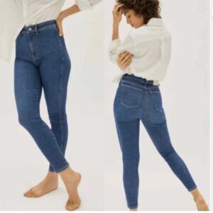 Everlane The Way High Rise Skinny Jeans Clean Front Med Wash Blue  in Size 29